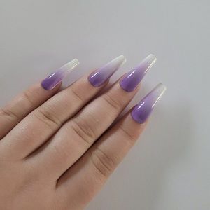 White / purple ombré press on nails - Custom sizes